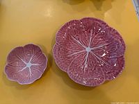 Large and small pink ceramic pieces overview