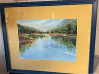 Front view of framed watercolor showing full artwork, mat and frame