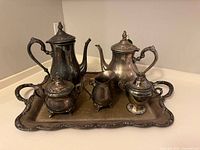 Complete 5-piece tea and coffee set on tray