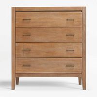 Front view of four-drawer grey-wash dresser