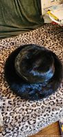 Top view of black mink fur brim hat