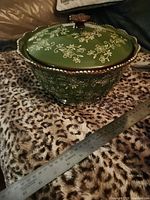 Covered casserole overall view with ruler for scale