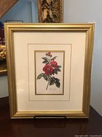 framed floral print front view on stand