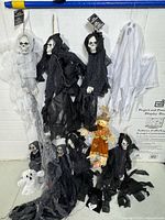 Group shot of all Halloween decorations arranged against wall