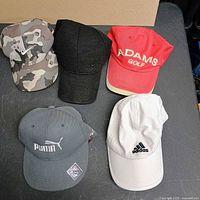 All five hats arranged for overview