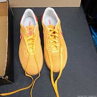 Top view of both shoes showing laces and suede uppers