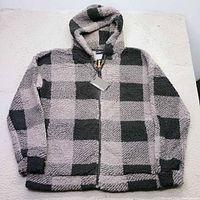 Front view of hooded fleece jacket