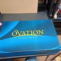 Ovation branded shoe box