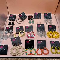 Full view of all 15 Paparazzi earring pairs on cards