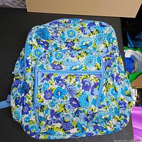 Front view of Vera Bradley floral backpack
