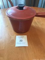 Overall view of fondue pot with lid on