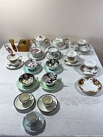 Overall view of all china pieces arranged on table