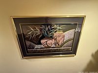 Full view of framed print on wall