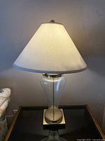 Front view of one lamp showing shade and base
