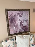 Full view of framed print on wall showing artwork and frame