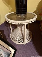Angle view of full side table with glass top in place