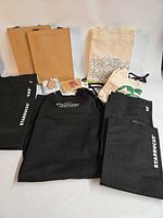 Overview showing all bags and accessories laid out