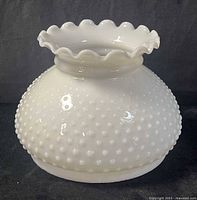 Full view of milk glass hobnail lamp shade showing body and texture