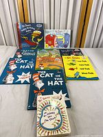 Group view of all ten Dr. Seuss books laid out