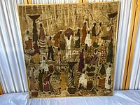 Full view of framed batik showing entire composition and frame