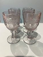 Six cordial glasses front view highlighting pattern and color