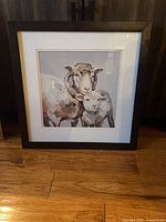 Front view of framed sheep print