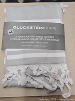 Front of packaged Gluckstein Home Hammam Spa 2-pack hand towels