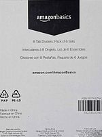 Front label showing Amazon Basics branding, product description, UPC, recycling symbols