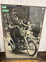 Overall view of framed poster showing Peter Fonda on chopper
