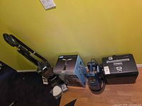 Overall shot of vacuum, humidifier box, upholstery cleaner, shredder