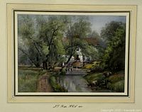 Framed watercolour landscape with mat showing signature and inscription