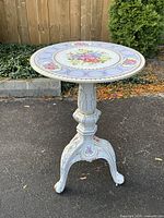 full view of porcelain side table front