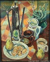 Framed oil painting showing entire composition