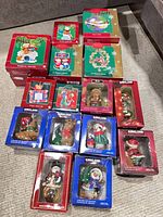All boxed ornaments arranged on carpet