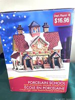 Front of boxed porcelain school illustration with price sticker