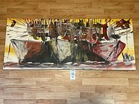 Front view of entire abstract boat painting