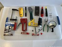 All 17 items laid out on white board