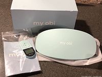 Belt, controller, manual and box on countertop