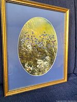 Front view of framed painting showing full artwork, mat and frame