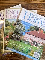 Three magazine covers showing title The English Home