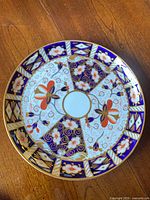 Top view of Royal Crown Derby Imari plate showing full pattern