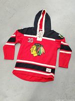 Full view of Chicago Blackhawks hoodie jersey front
