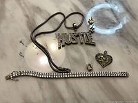 All items overview on marble surface