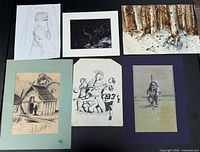 Group shot of all six artworks