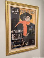 Full view of framed poster on wall