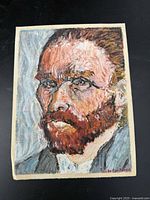 Full view of colored-pencil Van Gogh portrait on paper