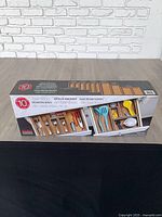 Front of sealed Seville Classics 10-piece bamboo organizing box set