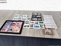 Overall view of all frames and wall hanger laid out on tabletop