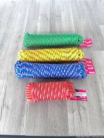 Four coils of colored rope stacked