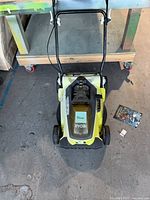 Full mower view showing overall condition and missing collection bag